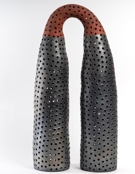 2243-Ceramic sculpture "twin towers" by Daphné Corregan - current exhibition