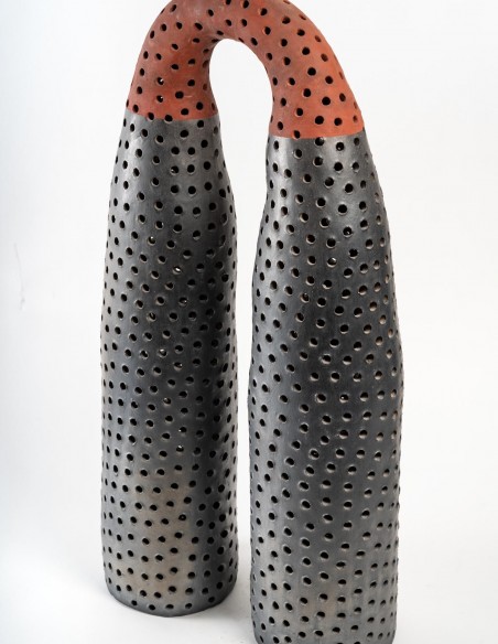 2247-Ceramic sculpture "twin towers" by Daphné Corregan - current exhibition