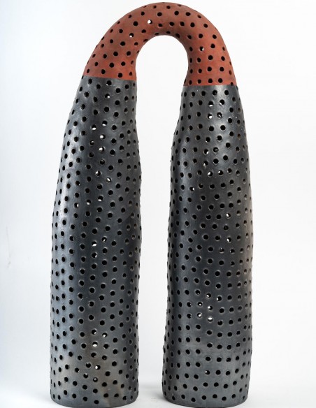 2249-Ceramic sculpture "twin towers" by Daphné Corregan - current exhibition