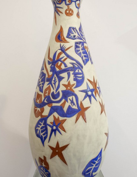 227-Grand vase balustre en céramique par Jean Lurçat