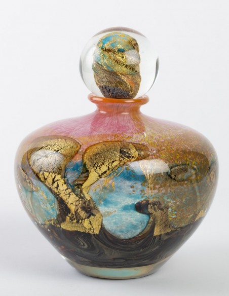 235-Blown Glass Bottle by Jean-Claude Novaro