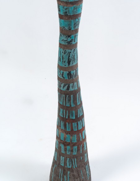 2359-Tour grise et turquoise par Danielle Lescot - céramique contemporaine