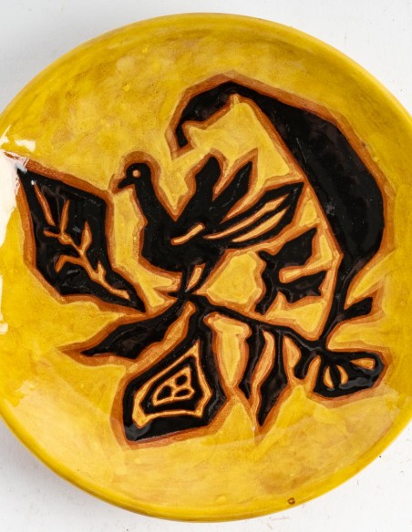 2392-Jean Lurçat - Ceramic plate with stylized bird motif - Galeriepaolalumbroso