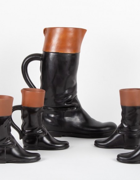 243-Cavalier boots in glazed earthenware by Pol Chambost