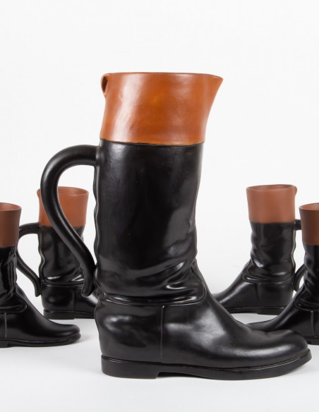 244-Cavalier boots in glazed earthenware by Pol Chambost