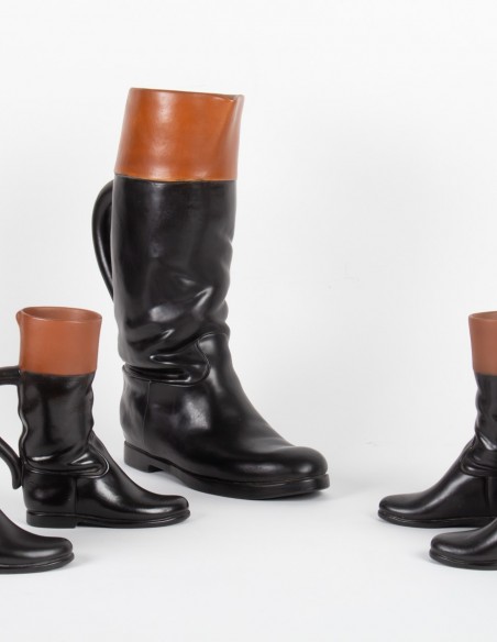 245-Cavalier boots in glazed earthenware by Pol Chambost