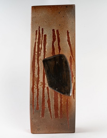 2473-Vase architecture en céramique par Nicole Giroud - exposition en cours