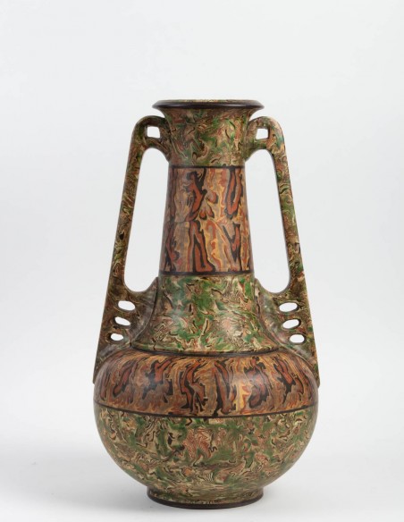 266-Pichon à Uzes Large mixed earthenware vase