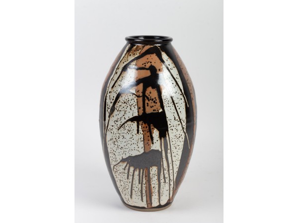 Grand vase africaniste en céramique par DANIEL DE MONTMOLLIN