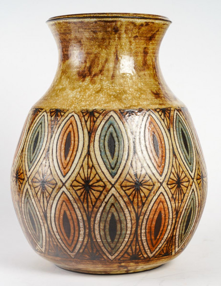 2935-Grand vase en céramique par Jean-Claude Malarmey (1932-1992)