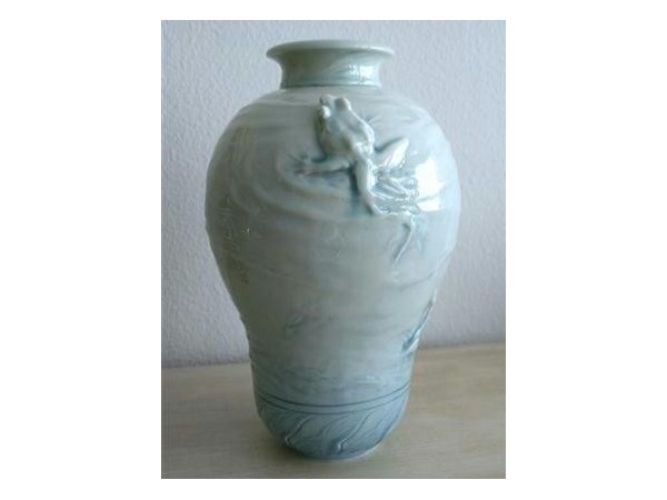 Vase in enamelled Sèvres porcelain