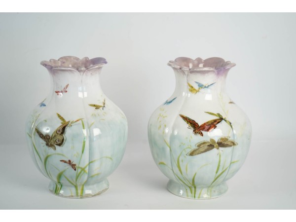 Paire de vases en céramique du 19ème siècle par Théodore deck