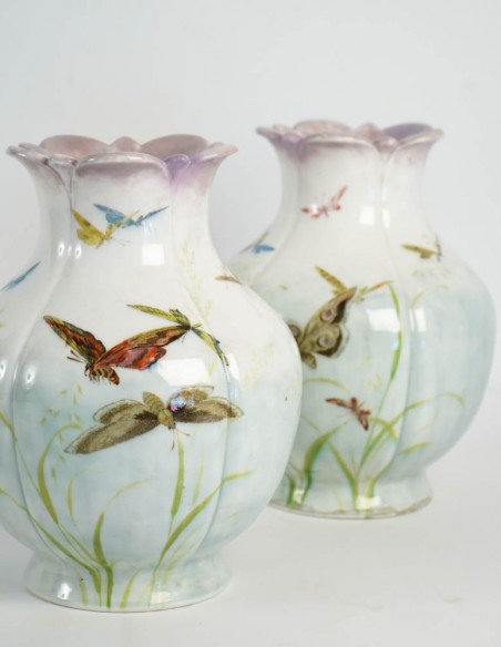 329-Paire de vases en céramique du 19ème siècle par Théodore deck