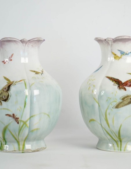 339-Paire de vases en céramique du 19ème siècle par Théodore deck