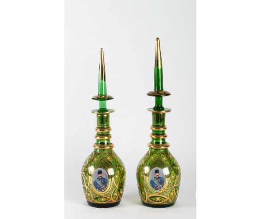 Pair of 19th century Bohemian glass decanters