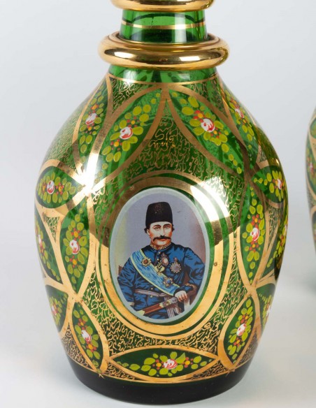 342-Pair of 19th century Bohemian glass decanters