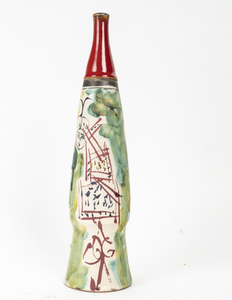 3469-Vase bouteille par Gilbert Portanier (1926 - 2023)