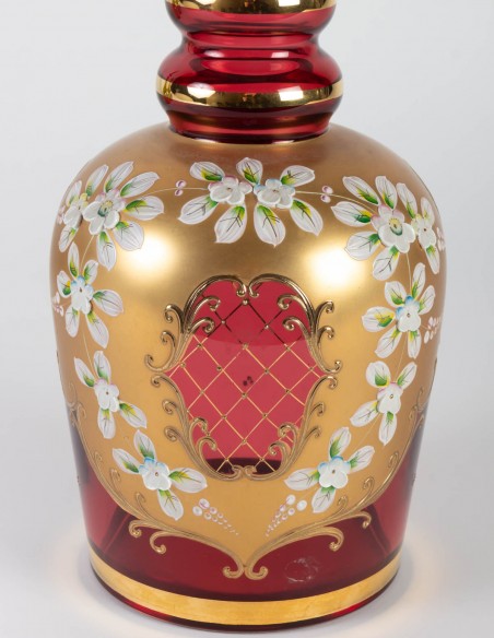 349-Carafe en verre émaillé du 19ème siècle