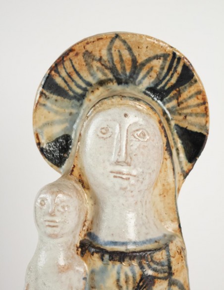 470-Ceramic Sculpture by Jean Derval - Virgin and Child