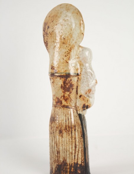 471-Sculpture en Céramique par Jean Derval - Vierge à l'enfant