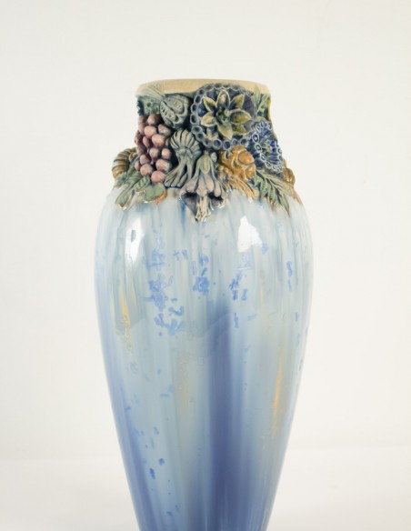 576-Large art nouveau ceramic vase by Joseph Mougin