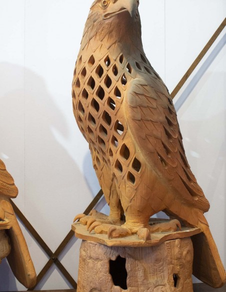 62-sculpture en terre cuite année 50 de faucons