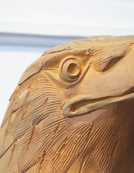 63-sculpture en terre cuite année 50 de faucons