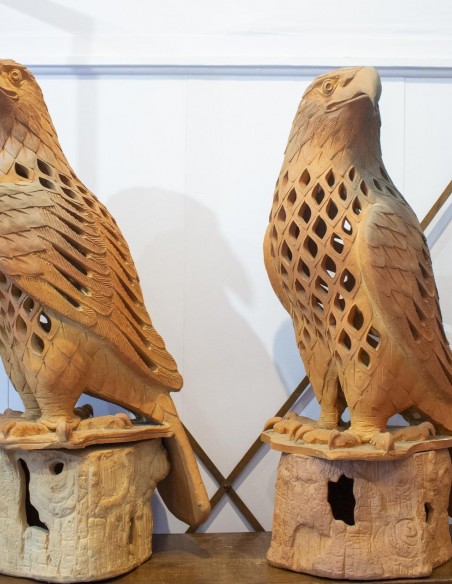 69-50's terracotta sculpture of falcons