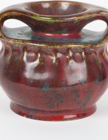 752-Vase Art Nouveau en Grès Emaillé Rouge d'Adrien Dalpayrat