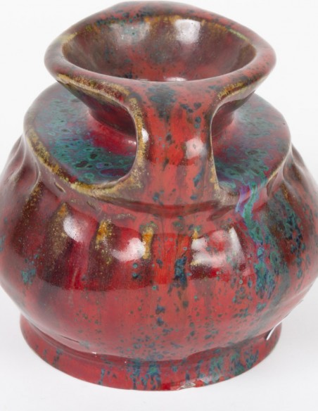 754-Vase Art Nouveau en Grès Emaillé Rouge d'Adrien Dalpayrat
