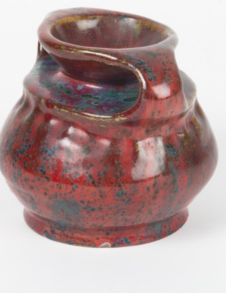 756-Vase Art Nouveau en Grès Emaillé Rouge d'Adrien Dalpayrat