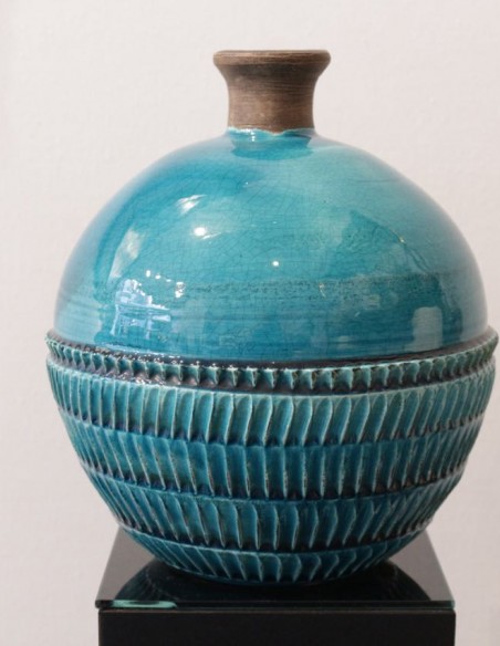 758-Ceramic ball vase by Jean Besnard