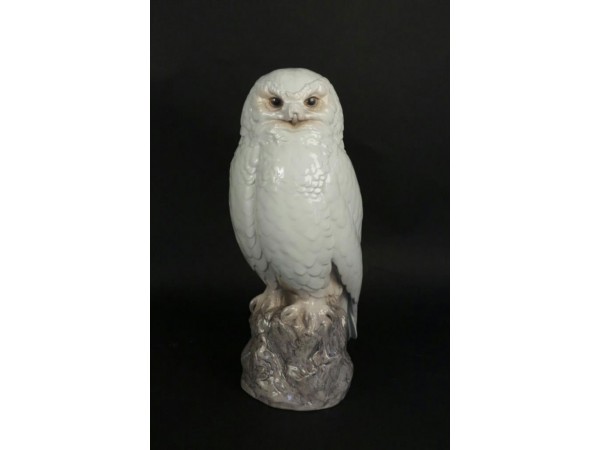 Scandinavian snow owl sculpture in porcelain