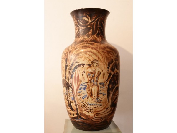 Grand vase en faïence à décor Africaniste manufacture de Sèvres