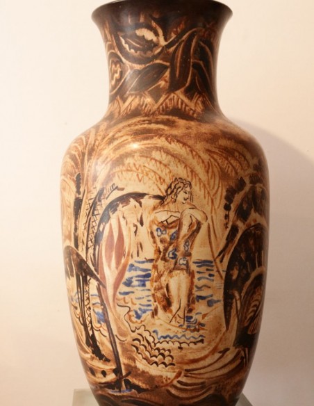 852-Large earthenware vase with Africanist decoration - Manufacture de Sèvres