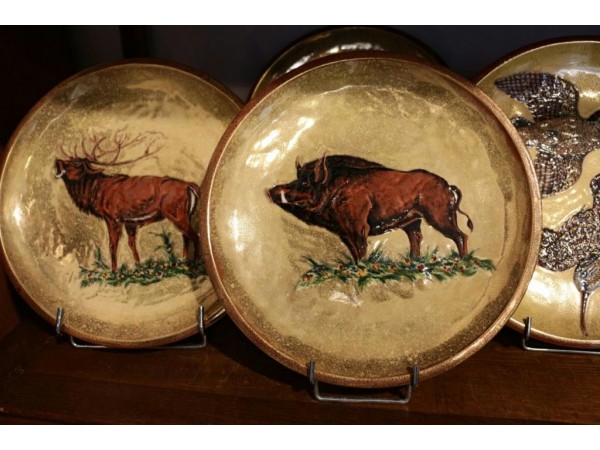 Series of 9 ceramic plates by Auguste Heiligenstein
