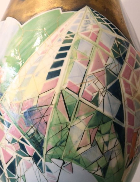 874-Grand vase balustre en porcelaine par Sèvres et Gilles Bouttaz