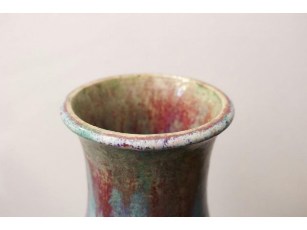 Blue flamed stoneware vase by Emile Decoeur