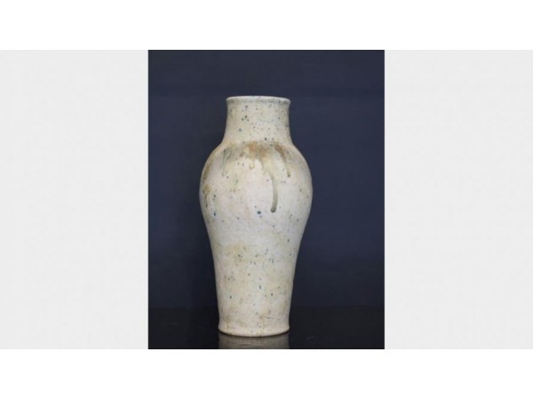 Beige glazed stoneware vase by Llorens Artigas