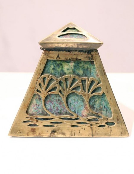 966-Encrier Art Nouveau en grès émaillé par Dalpayrat
